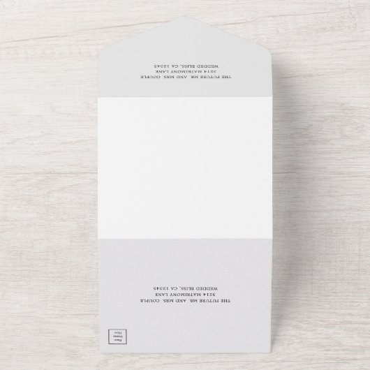 Einfache Hochzeit in hellgrauem Monogramm All In One Einladung (Außenbereich)