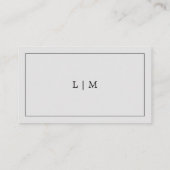 Einfache Hochzeit in hellgrauem Monogramm Begleitkarte (Rückseite)