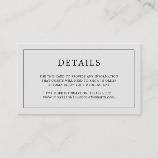 Einfache Hochzeit in hellgrauem Monogramm Begleitkarte (Vorderseite)