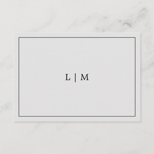 Einfache Hochzeit in hellgrauem Monogramm Begleitkarte (Rückseite)