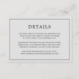 Einfache Hochzeit in hellgrauem Monogramm Begleitkarte