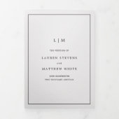 Einfache Hochzeit in hellgrauem Monogramm Dreifach Gefaltete Einladung (Cover)