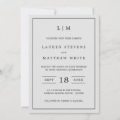 Einfache Hochzeit in hellgrauem Monogramm Einladung (Vorderseite)