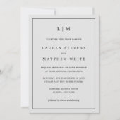 Einfache Hochzeit in hellgrauem Monogramm Einladung (Vorderseite)