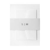 Einfache Hochzeit in hellgrauem Monogramm Einladungsbanderole (Vorderseite Beispiel)
