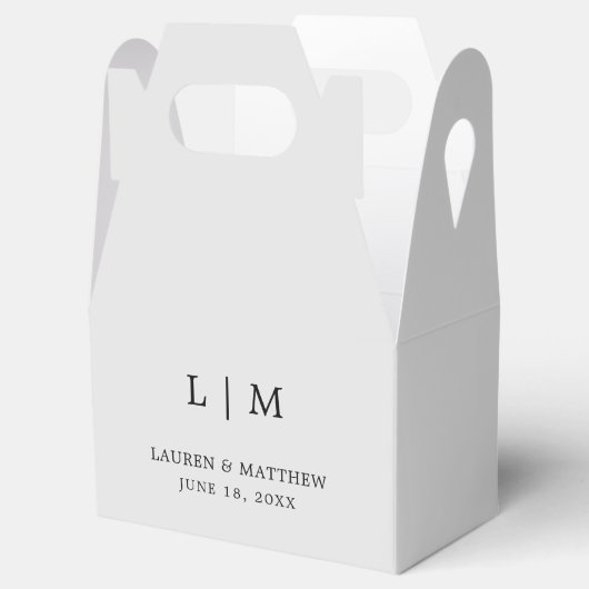 Einfache Hochzeit in hellgrauem Monogramm Geschenkschachtel (Geöffnet)