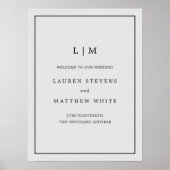 Einfache Hochzeit in hellgrauem Monogramm Poster (Vorne)