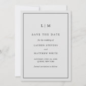 Einfache Hochzeit in hellgrauem Monogramm Save The Date (Vorderseite)