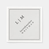 Einfache Hochzeit in hellgrauem Monogramm Serviette (Vorderseite)