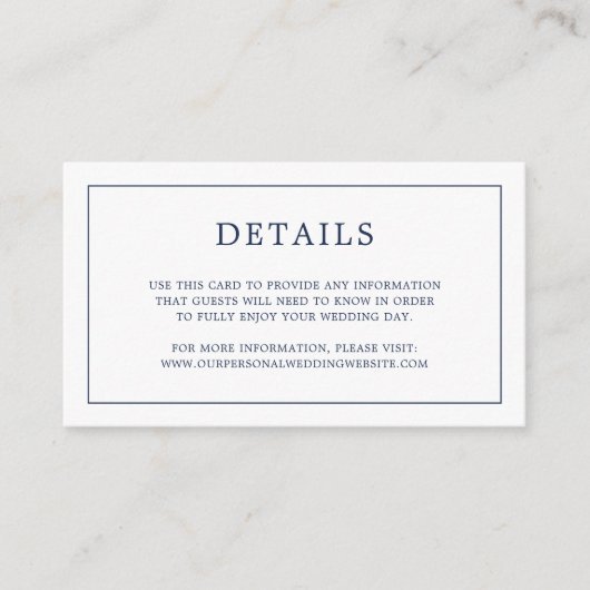 Einfache Hochzeit in Navy Blue Monogram Begleitkarte (Vorderseite)