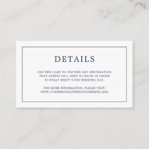 Einfache Hochzeit in Navy Blue Monogram Begleitkarte