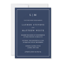 Einfache Hochzeit in Navy Blue Monogram