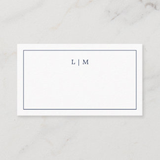 Einfache Hochzeit in Navy Blue Monogram Platzkarte