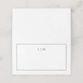 Einfache Hochzeit in Navy Blue Monogram Platzkarte (Außenseite Aufgefaltet)
