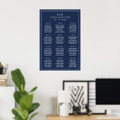 Einfache Hochzeit in Navy Blue Monogram Poster (Heimbüro)