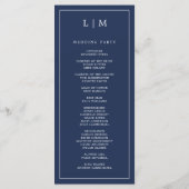Einfache Hochzeit in Navy Blue Monogram Programm (Rückseite)