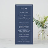 Einfache Hochzeit in Navy Blue Monogram Programm (Stehend Vorderseite)