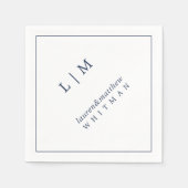 Einfache Hochzeit in Navy Blue Monogram Serviette (Vorderseite)