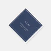 Einfache Hochzeit in Navy Blue Monogram Serviette (Ecke)