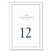 Einfache Hochzeit in Navy Blue Monogram Tischnummer (Rückseite)