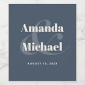 Einfache Hochzeit in Navy Minimalistisch Weinetikett (Einzelnes Label)