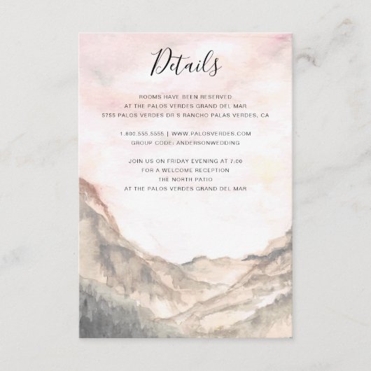 Einfache Hochzeit in Rosa Begleitkarte (Vorderseite)