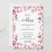 Einfache Hochzeit in Rosa Einladung (Vorderseite)