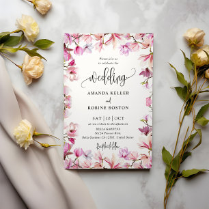 Einfache Hochzeit in Rosa Einladung