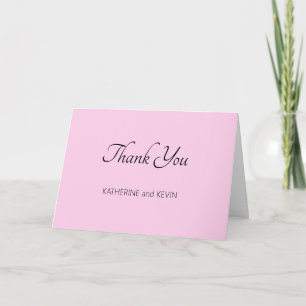Einfache Hochzeit in Rosa und Weiß Danke Karte