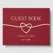 Einfache Hochzeit in Rot und Gold Gästebuch (Vorderseite)