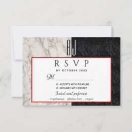 Einfache Hochzeit in Rot und Weiß RSVP Karte