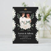 Einfache Hochzeit in Schwarz und Grün Einladung (Stehend Vorderseite)