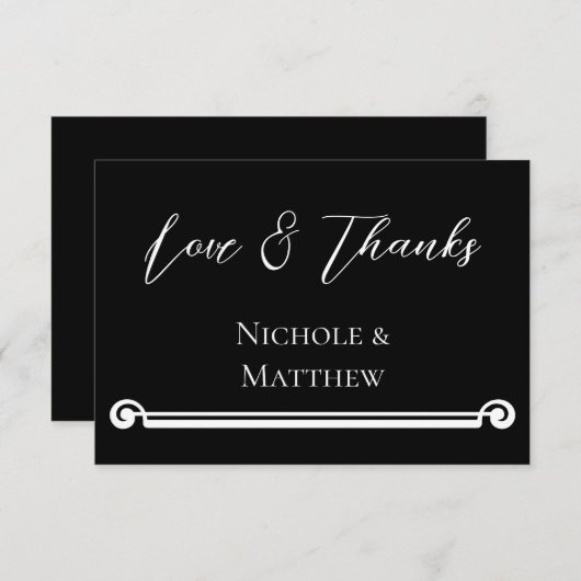 Einfache Hochzeit in Schwarz und Weiß Dankeskarte (Vorne/Hinten)