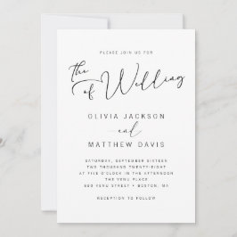 Einfache Hochzeit in Schwarz und Weiß Einladung