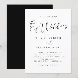 Einfache Hochzeit in Schwarz und Weiß Einladung