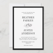 Einfache Hochzeit in Schwarz und Weiß Einladung (Vorderseite)