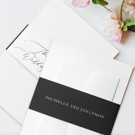 Einfache Hochzeit in Schwarz und Weiß Einladungsbanderole