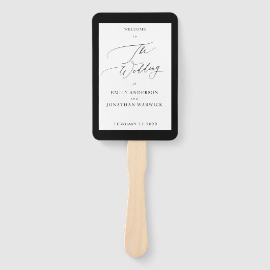 Einfache Hochzeit in Schwarz und Weiß Fächer (Vorderseite)