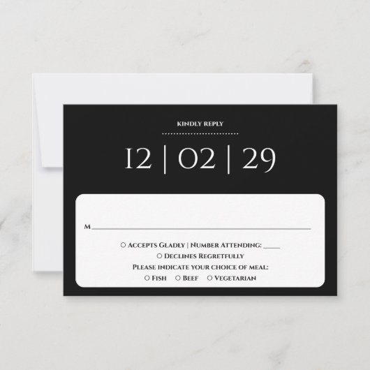 Einfache Hochzeit in Schwarz und Weiß RSVP Karte (Vorderseite)