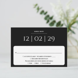 Einfache Hochzeit in Schwarz und Weiß RSVP Karte