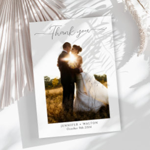 Einfache Hochzeit in Schwarz-Weiß-Foto Dankeskarte