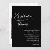 Einfache Hochzeit in Schwarz-Weiß-Foto Einladung (Vorne/Hinten)