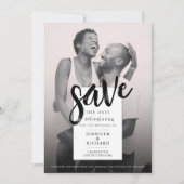 Einfache Hochzeit in Schwarz-Weiß-Foto Save The Date (Vorderseite)