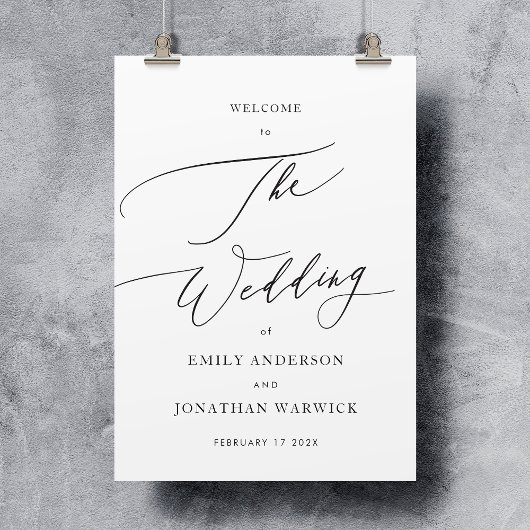 Einfache Hochzeit in Weiß und Schwarz Poster