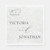 Einfache Hochzeit in Weiß und Schwarz Serviette (Vorderseite)