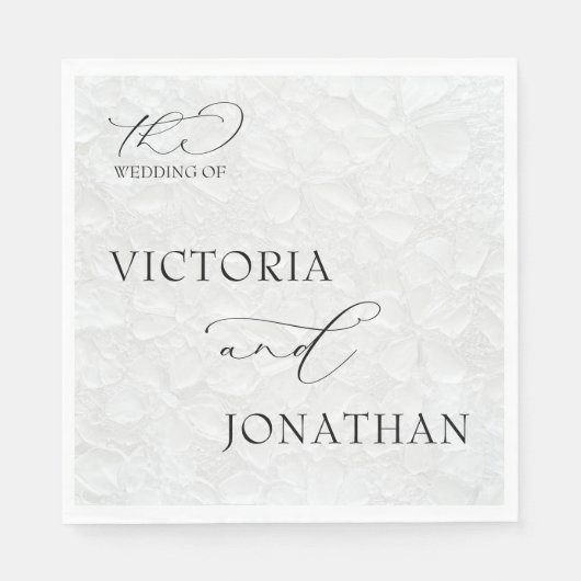 Einfache Hochzeit in Weiß und Schwarz Serviette (Vorderseite)