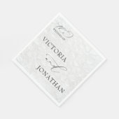 Einfache Hochzeit in Weiß und Schwarz Serviette (Ecke)