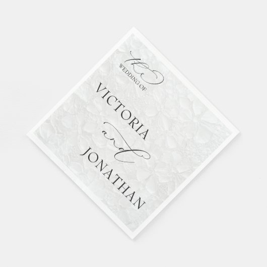 Einfache Hochzeit in Weiß und Schwarz Serviette (Ecke)