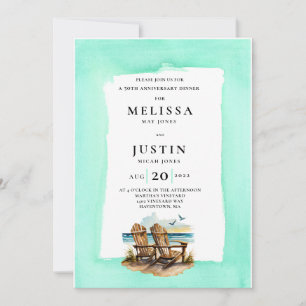 Einfache Hochzeit Jubiläum Strand Cha Einladung