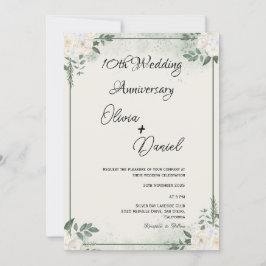 Einfache Hochzeit-Jubiläumseinladungen mit Grün Einladung